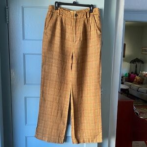 Sundance Plaid Wide-Leg Pants in Mustard and Navy